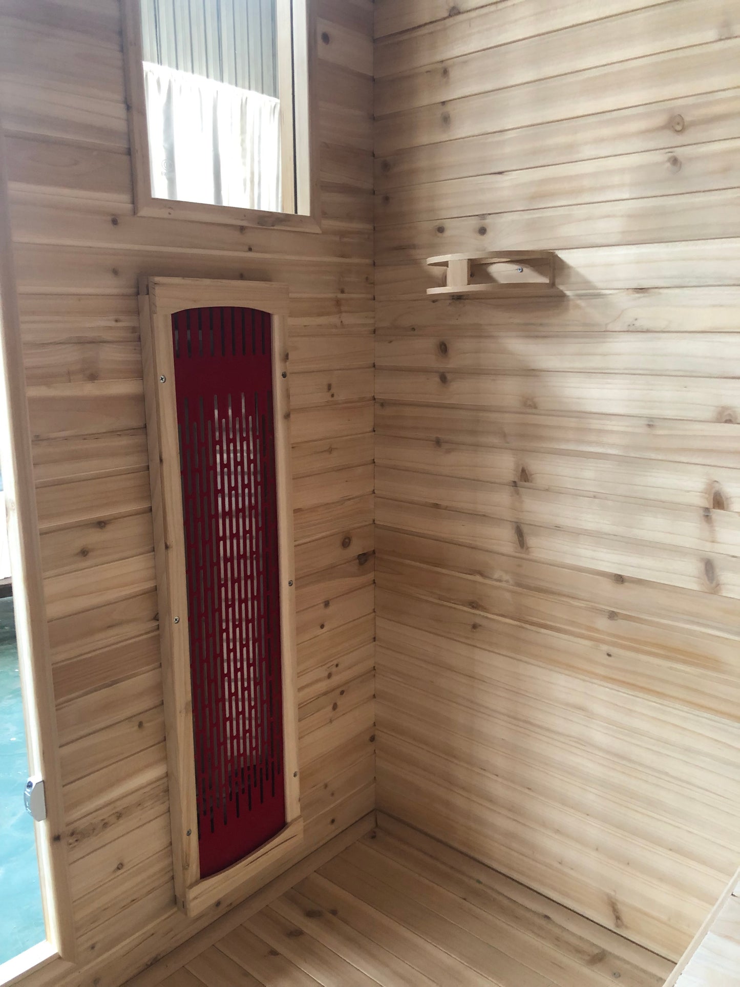 Infrared 4 Person Outdoor Sauna with Canadian Hemlock Wood, Weather Cover | SunRay Cayenne