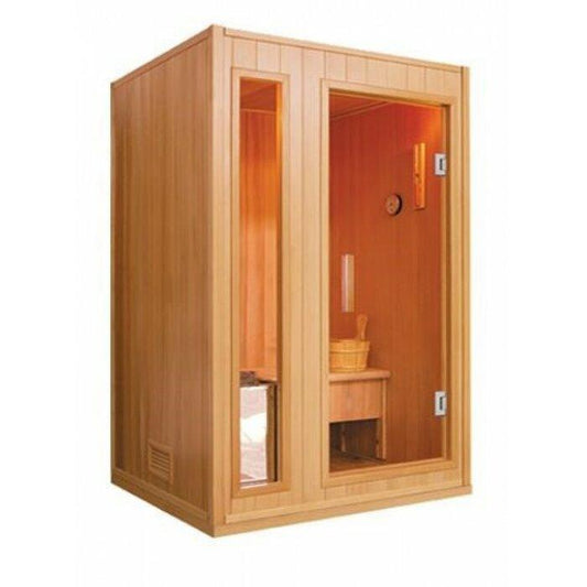 Finnish 2 Person Indoor Sauna with Canadian Hemlock Wood, Harvia Electric Heater | SunRay Baldwin - House of Sauna