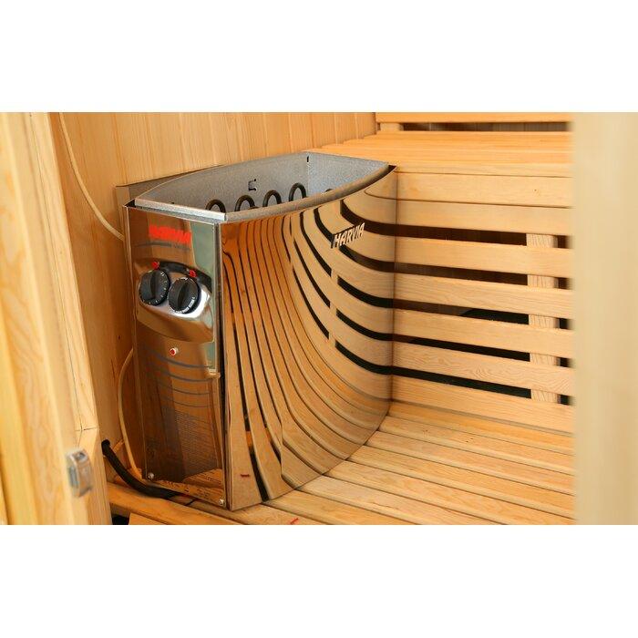 Finnish 2 Person Indoor Sauna with Canadian Hemlock Wood, Harvia Electric Heater | SunRay Baldwin - House of Sauna