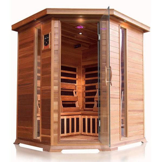 Infrared 4 Person Indoor Sauna with Corner Seating, Ergonomic Backrests | SunRay Bristol Bay (Ships in 7 Days) - House of Sauna