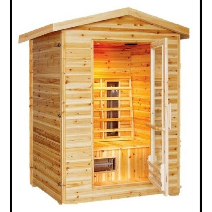 Infrared 2 Person Outdoor Sauna with Canadian Hemlock Wood, Wide Seating | SunRay Burlington - House of Sauna