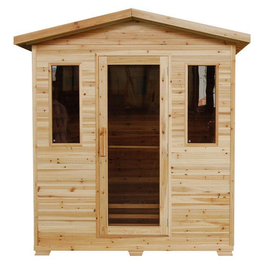 Infrared 3 Person Outdoor Sauna with Canadian Hemlock Wood, Weather Cover | SunRay Grandby - House of Sauna