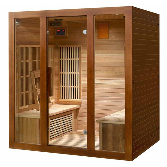 Infrared 4 Person Indoor Sauna with Canadian Red Cedar Wood, 10 Carbon Heaters | SunRay Roslyn - House of Sauna